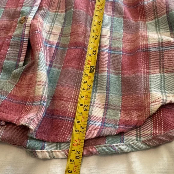 EUC Plaid Hooded Button-Up Shirt Jacket in Rust & Mint XL - Picture 9 of 10